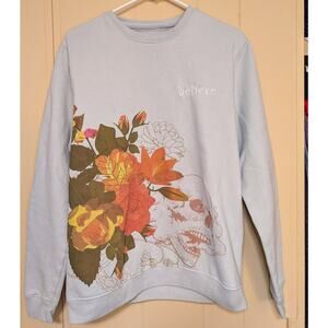 Sweatshirt Crew Neck Blind Rooster Graphic Floral Asian Skull Men’s Unisex SZ S